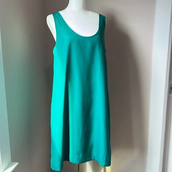 New J. Crew Factory Emerald Green Twist Back Racerback Shift Tank Dress Size 10 - Picture 8 of 8